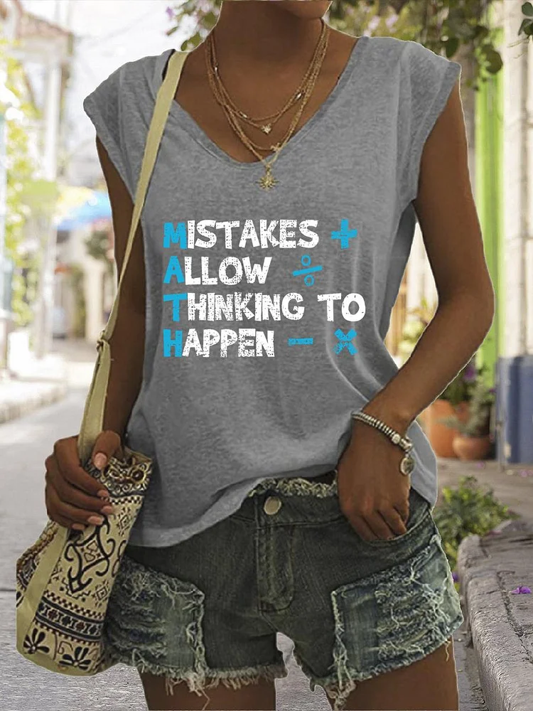 Mistakes allow thinking to happen V Neck T-shirt Tees-08131-Annaletters