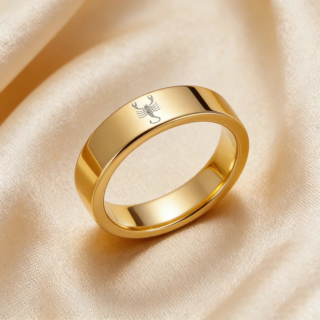 Wedding Fashion Gold Scorpio Tungsten Rings and Flat Edge Comfort Fit for Men and Women 4MM 6MM 8MM