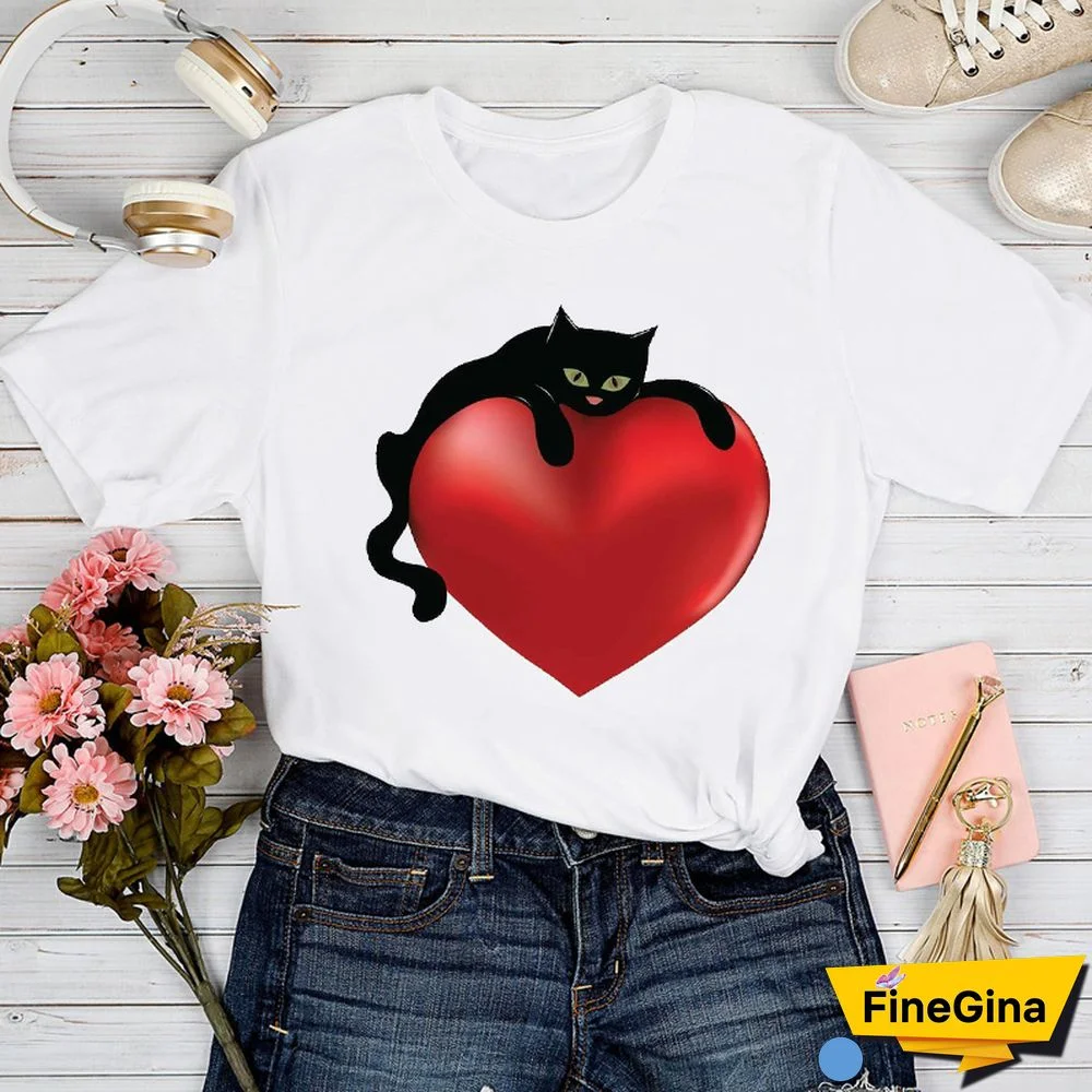 T-shirts Women Love Geometric Trend Style 90s Spring Summer Tshirt Top Lady Print Clothes Graphic Female Tee T-Shirt