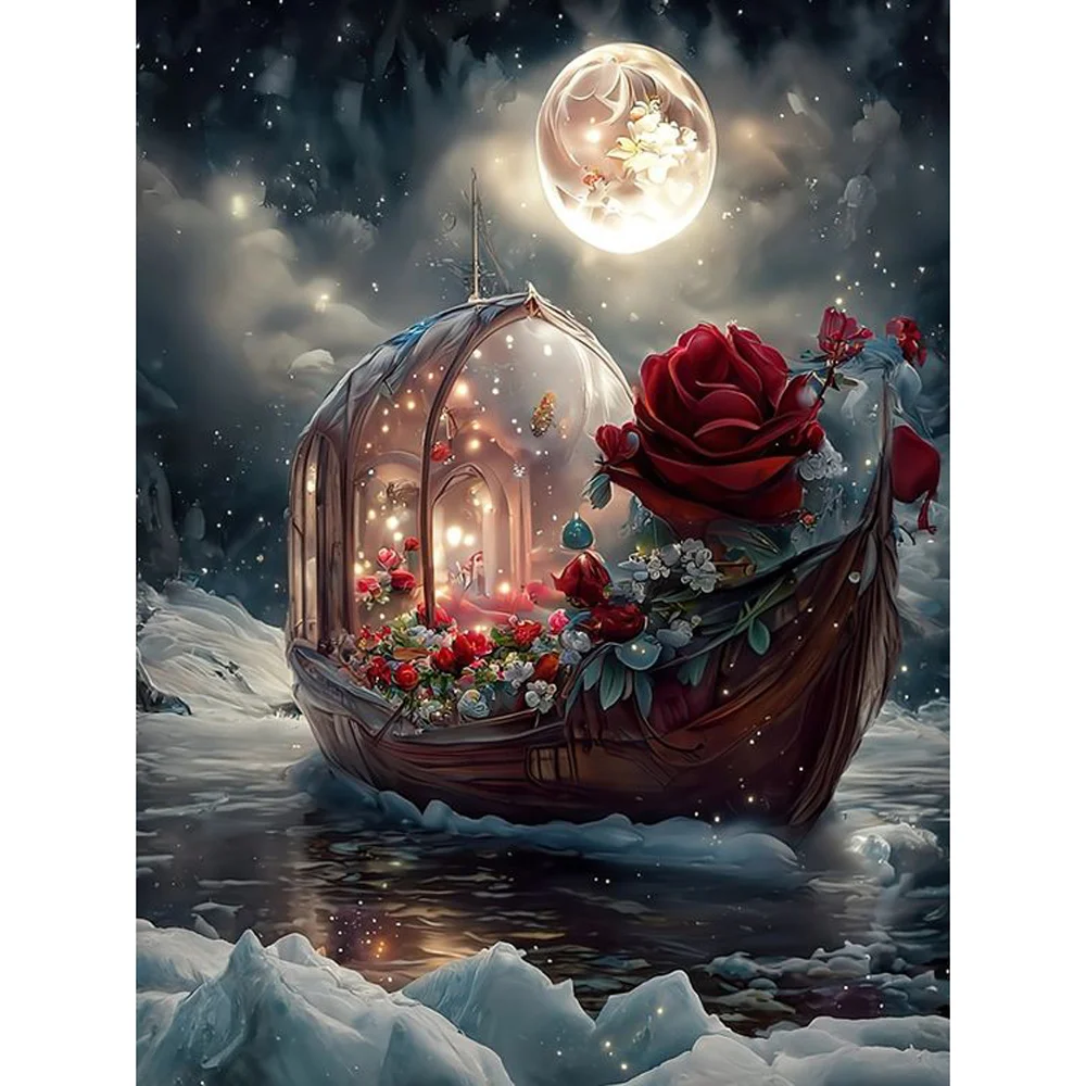 Full Round Diamond Painting - Rose Boat(Canvas|45*60cm)