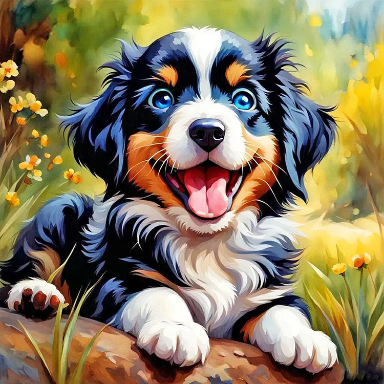 Happy Dog 40*40CM (Canvas) Full Round Drill Diamond Painting gbfke