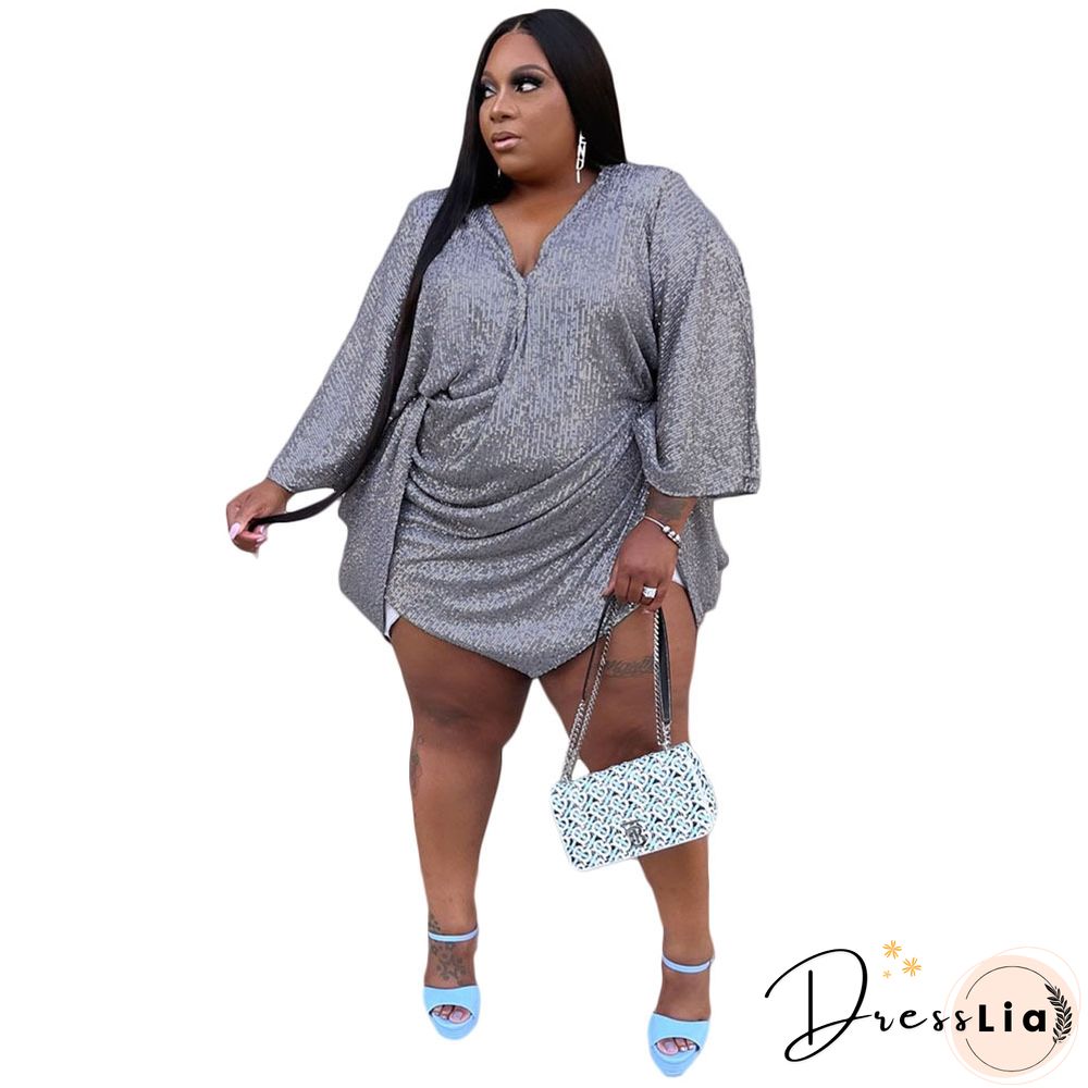 Plus Size Party Sequin Glitter Plus Size Evening Dress