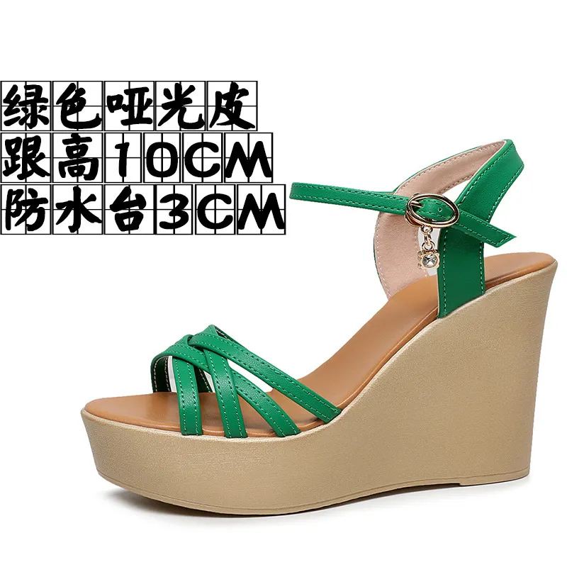 Breakj Breakj Super High Slope And 12Cm Fashion Cross With Small Size Women's Shoes One-Word Thick-Bottomed Waterproof Toe Women's Sandals