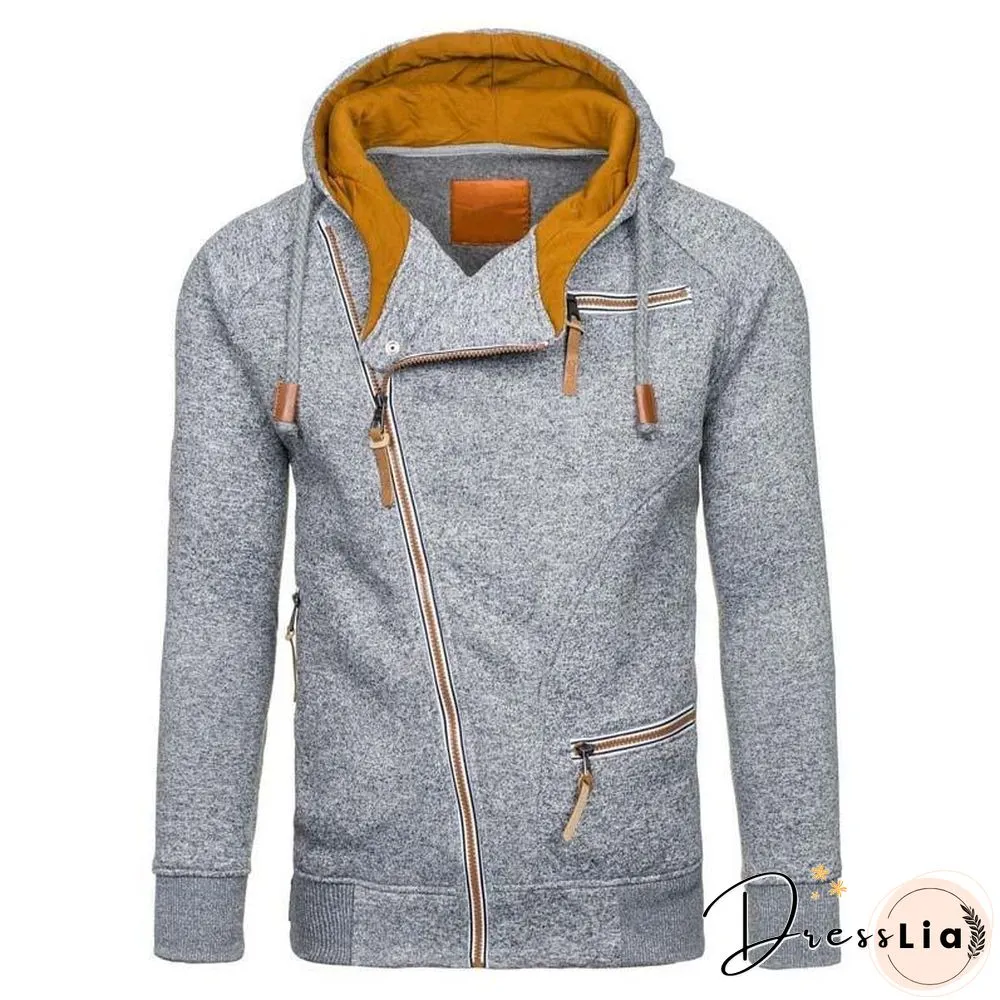 Hoodie Casual Solid Long Sleeve Hoodies Sweatshirts Slim Zipper Hoody Sweatshirt Men Hooded Streetwear