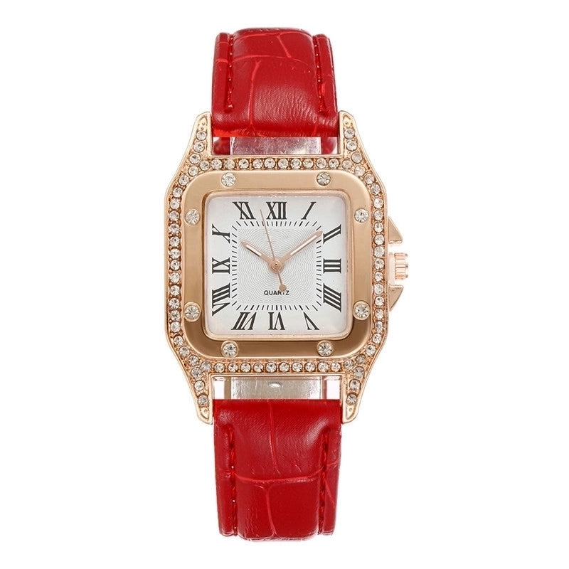 TikTok Internet Popular Women’s Watch Fashionable Square Case Women’s Quartz Watch Square Diamond Belt Small Square Watch Set Wristwatch