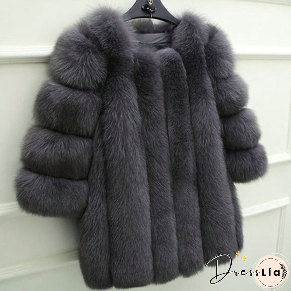 Women Winter Top Fashion Faux Fur Coat Elegant Thick Warm Outerwear Fake Fur Ladies Jacket Coat