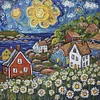 Colored Houses-14CT Stamped Cross Stitch 40*40cm/15.75*15.75in tapestrymarket