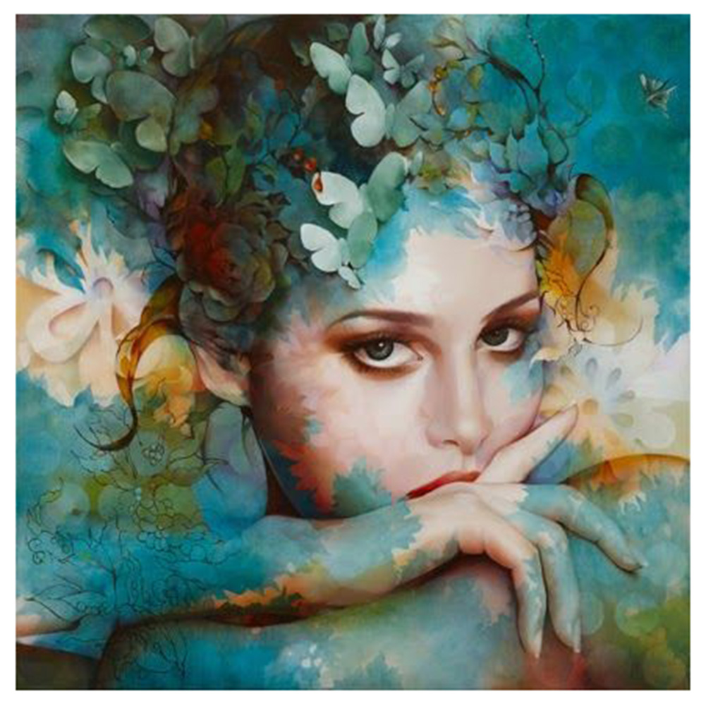 

30*30CM - Round Drill Diamond Painting - Watercolor Gir, 501 Original