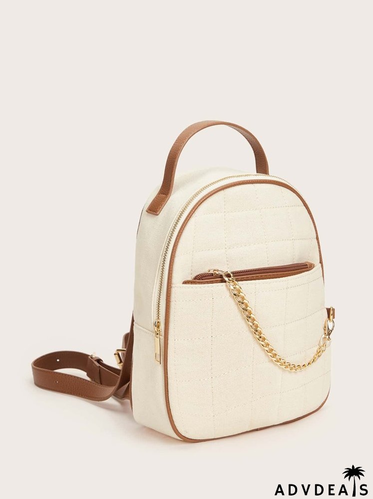 Chain Decor Quilted Backpack