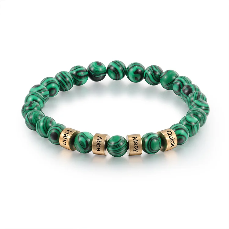 Bracelet 4 Prénom Personnalisé malachite Bracelet homme Jessemade FR