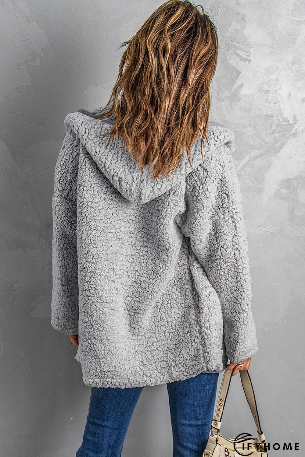 Fleece Thickened Hooded Jacket Women's Mid-length Loose Casual Jacket | IFYHOME