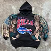 Stylish Bills Print Long Sleeve Hoodies