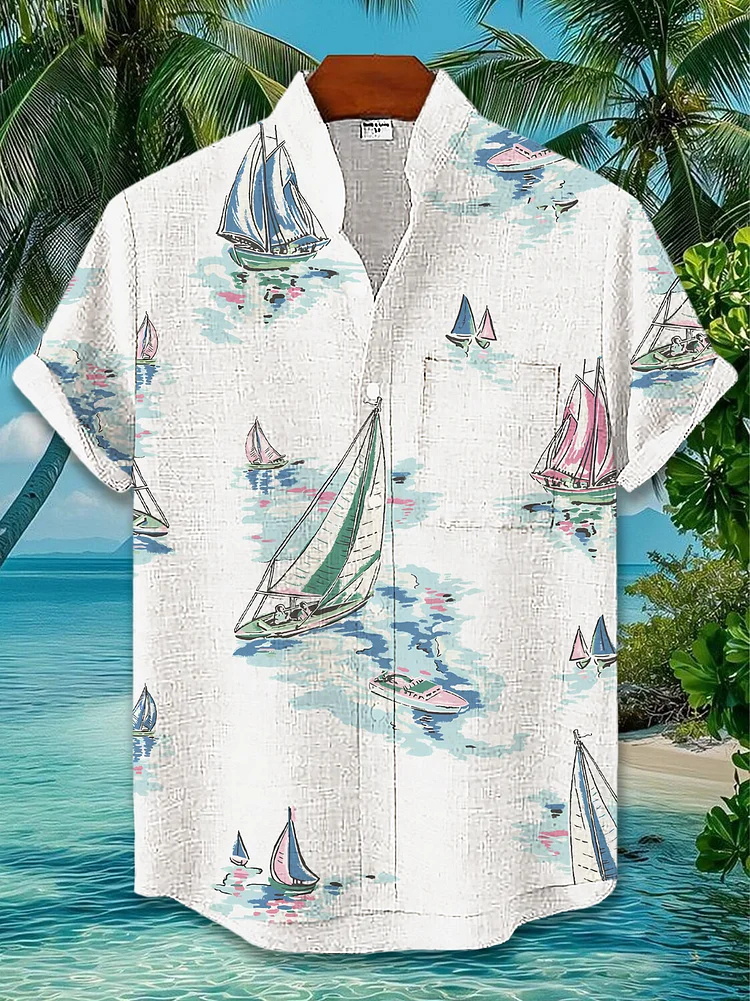 Men's Sailing Vacations Art Print Casual Shirt
