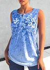 Plus Size Button Detail Floral Print Casual Tank Top
