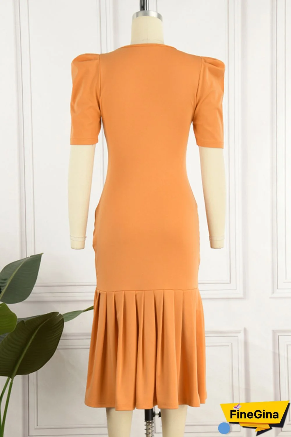 Red Casual Solid Basic O Neck Short Sleeve Dress