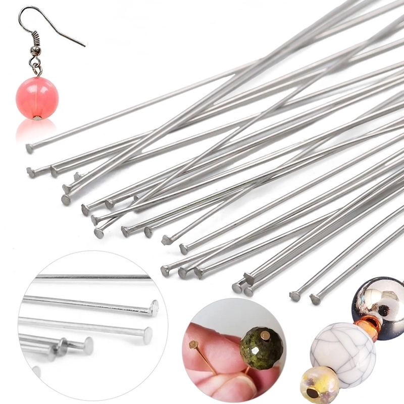 100 PCS/Package 304 Stainless Steel Solid Color Pendant Pin Flat Needle Ear Stud Pendant Accessories Jewelry Accessories