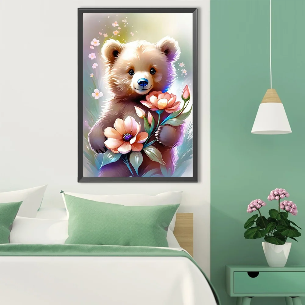 Diamond Painting - Full Round Drill - Flower Bear(Canvas|40*60cm)