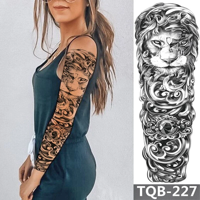 Waterproof Temporary Tattoo Sticker Totem Mechanical Full Arm Large Size Sleeve Tatoo Fake Tatto Flash Tattoos For Men Women
