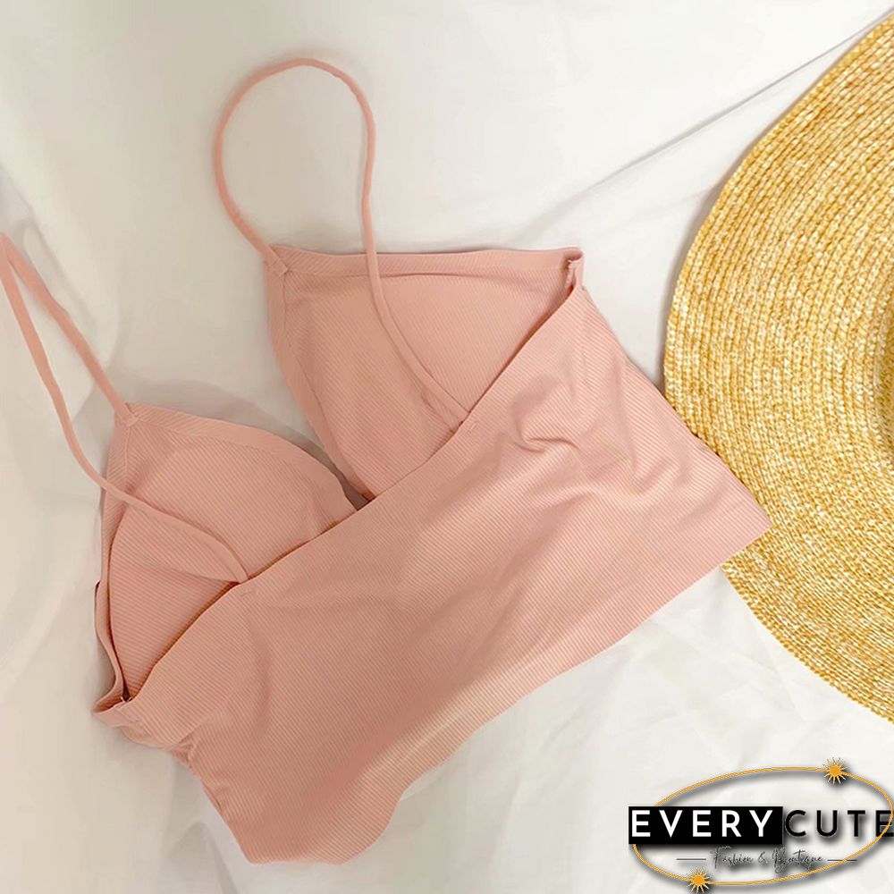 Sexy Satin Crop Tops Women Wireless Bralette Crochet Top Female Spaghetti strap T-shirt