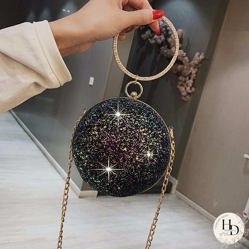 Pink Fashion Patchwork Round Crossbody Bag