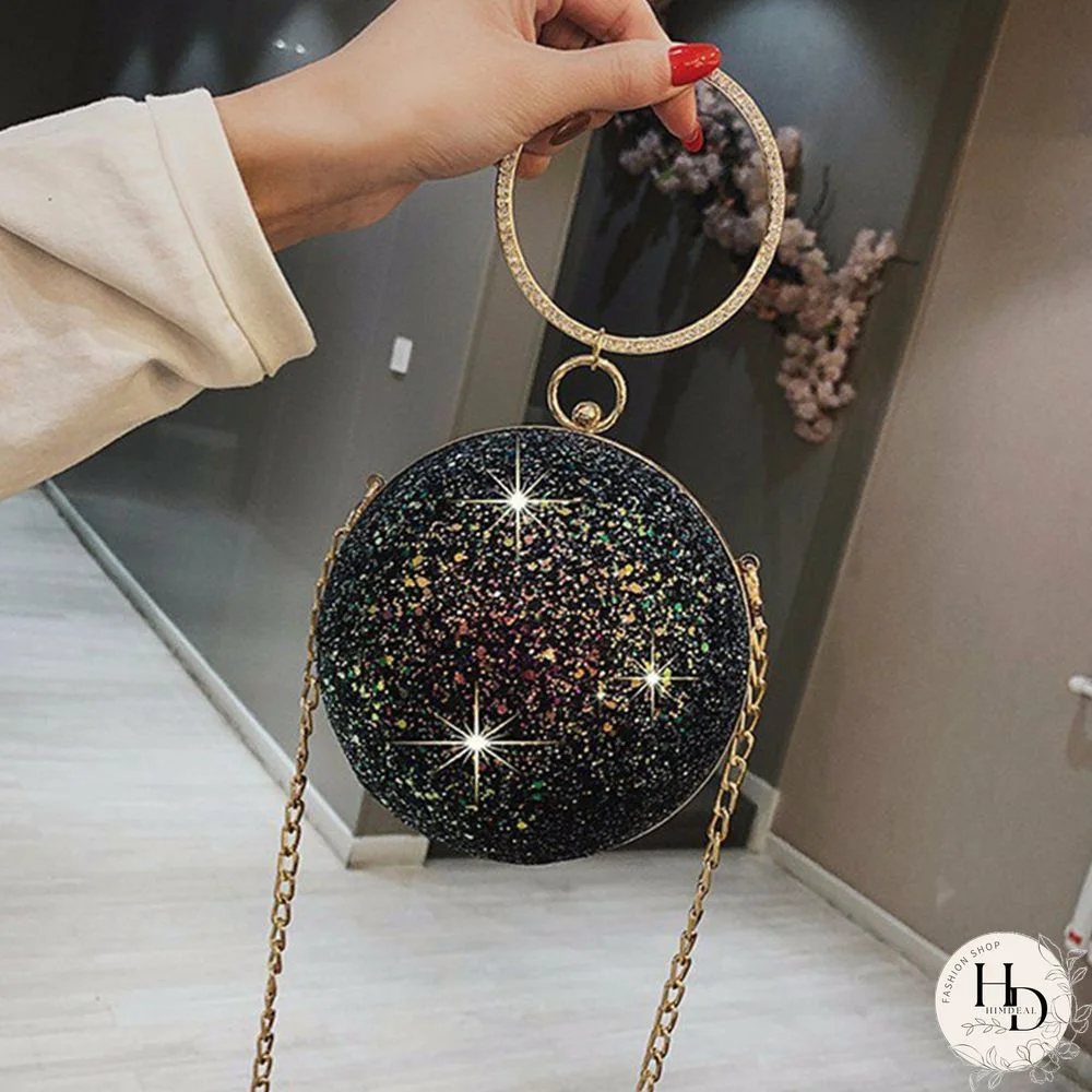 Pink Fashion Patchwork Round Crossbody Bag