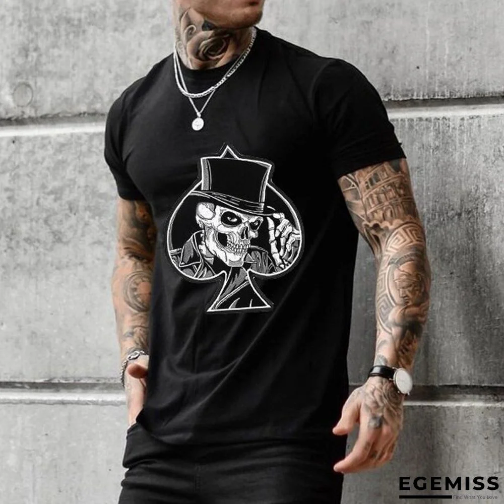 Men's Casual Round Neck Short Sleeve Printed Long Pullover Men's T-shirt | EGEMISS