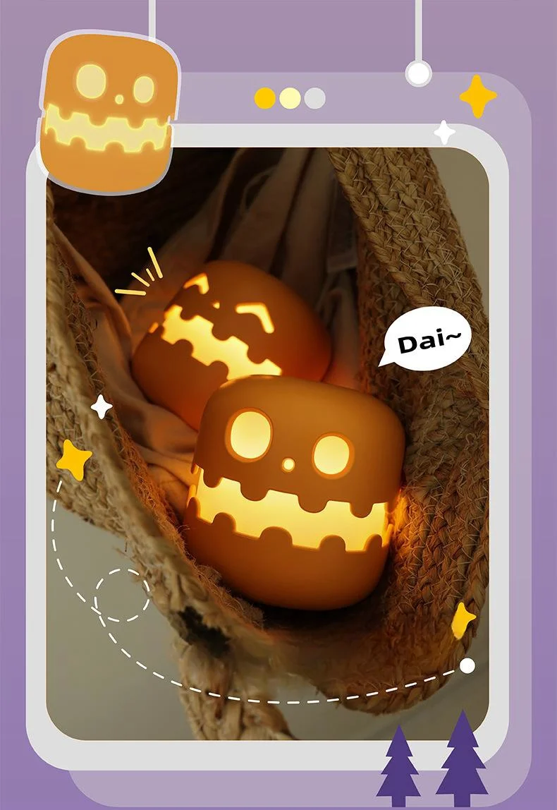 Pumpkin Night Light LED Stepless Dimming Children's Eye Protection Timing Sleeping Night Light Funny Halloween Gift