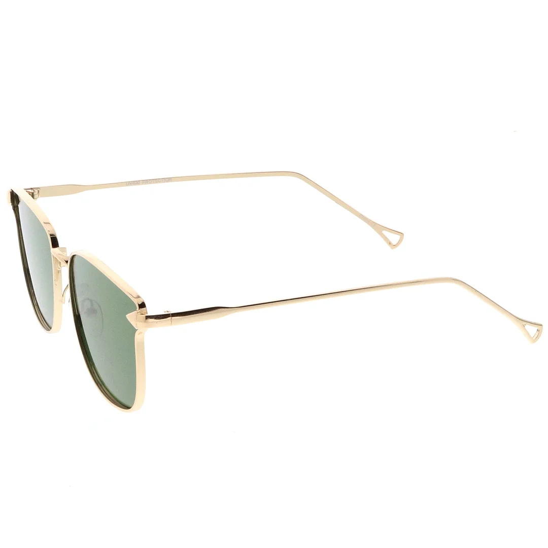 Modern Metal Square glasses With Flat Lenses And Slim Hook Arms 55mm