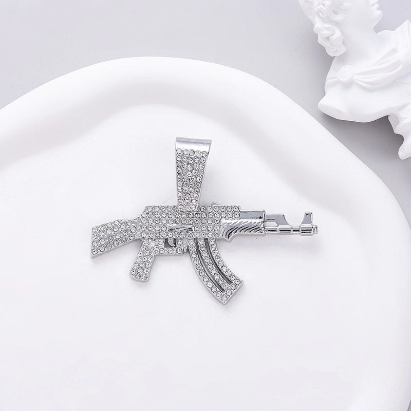 Hip-Hop Gun Alloy Inlay Rhinestones Unisex Pendant Necklace Necklace Pendant Men Pendant Necklaces