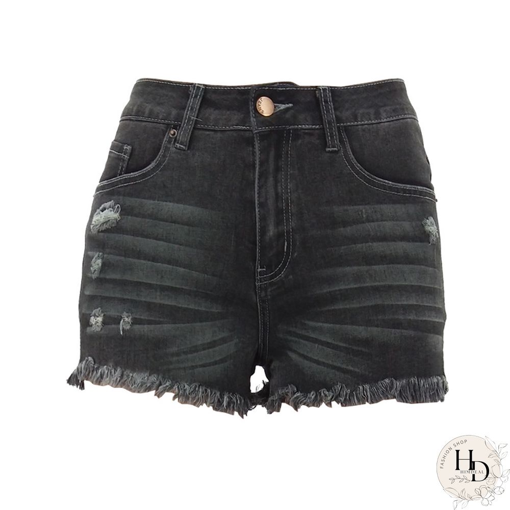 Printed Paneled Gothic Denim Shorts