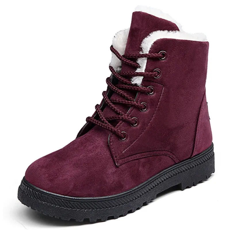 Women Shoes Retro Style Boots Female Women Shoes For Women Winter Boots 2020 Warm Fur Suede Lace-Up Botines Mujer Plus Size