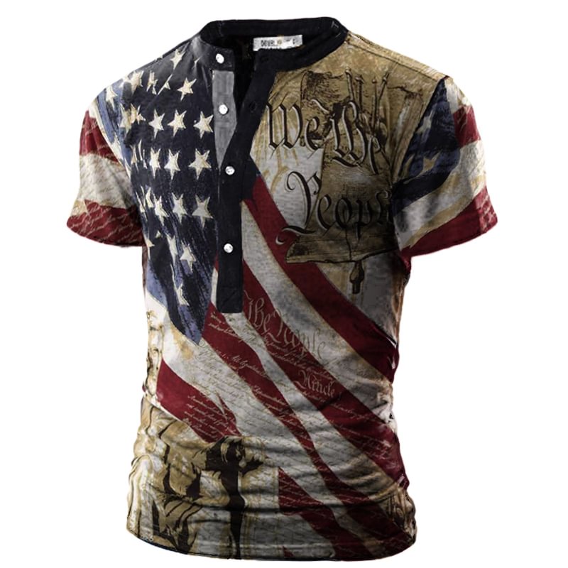 Mens outdoor comfortable and breathable flag printed T-shir / [viawink] /