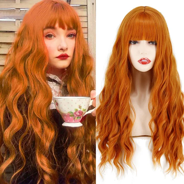 Jewtribute Hair®| Long Pink Womens Wigs With Bangs 