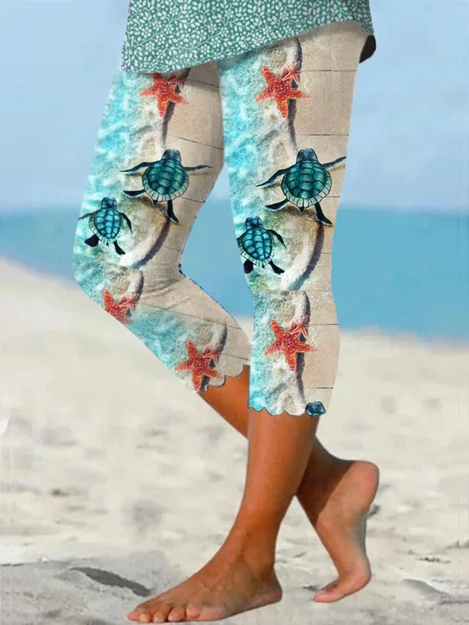 🔥Buy 3 Get 10% Off🔥Women's Hawaiian Turtle Print Resort Casual Leggings