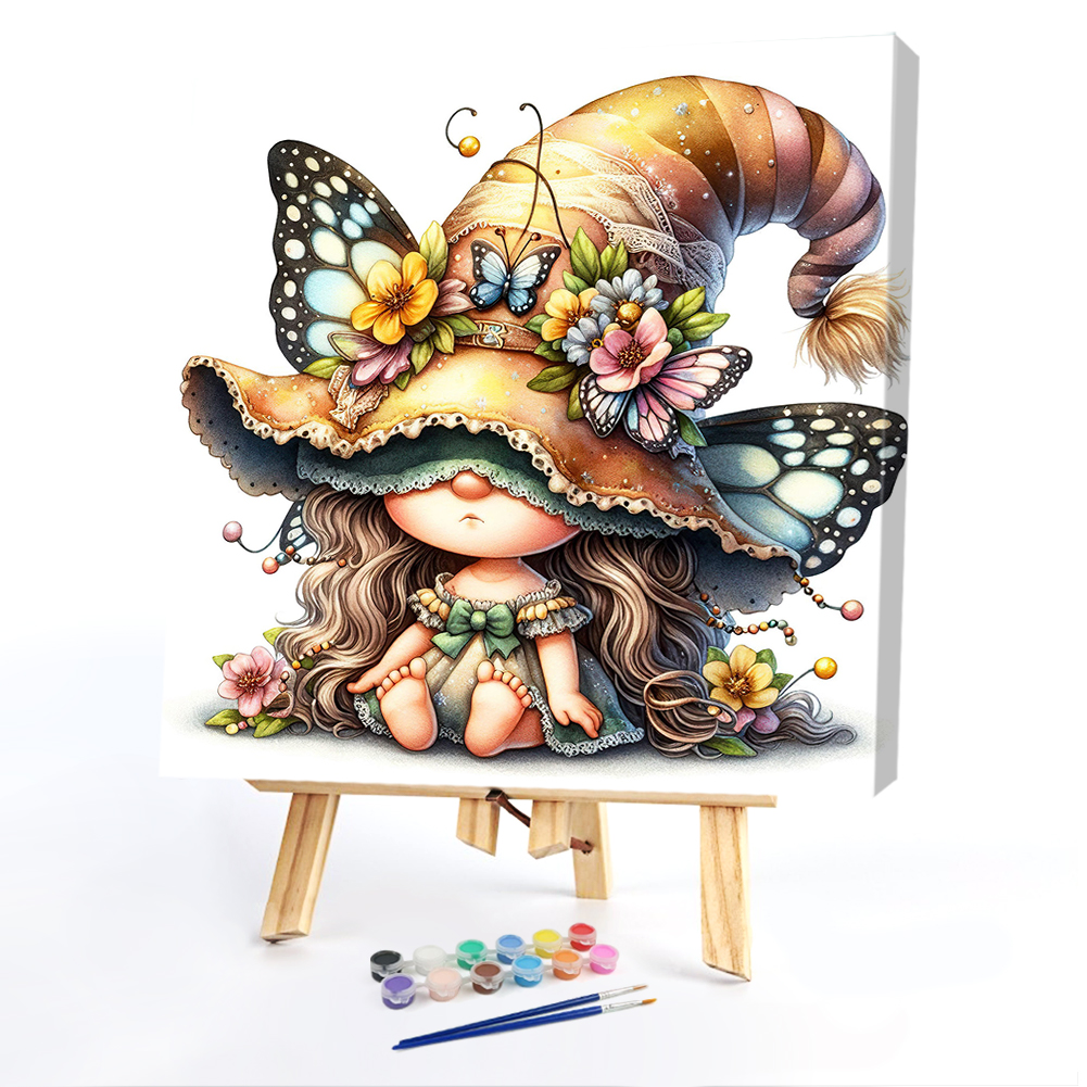 Butterfly GnomePaint by Numbers Acrylic Painting 40*40CM