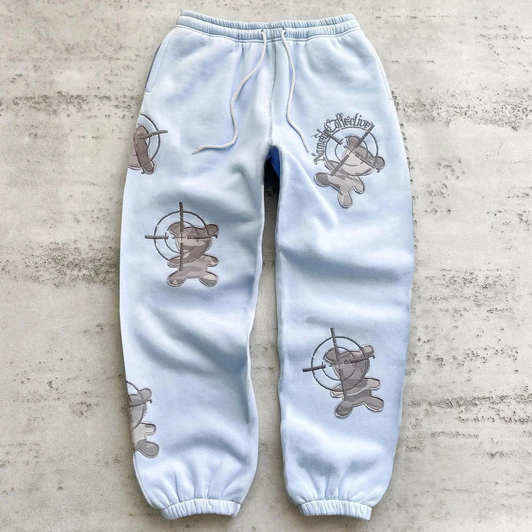 Casual Print Drawstring Sweatshirt Trousers
