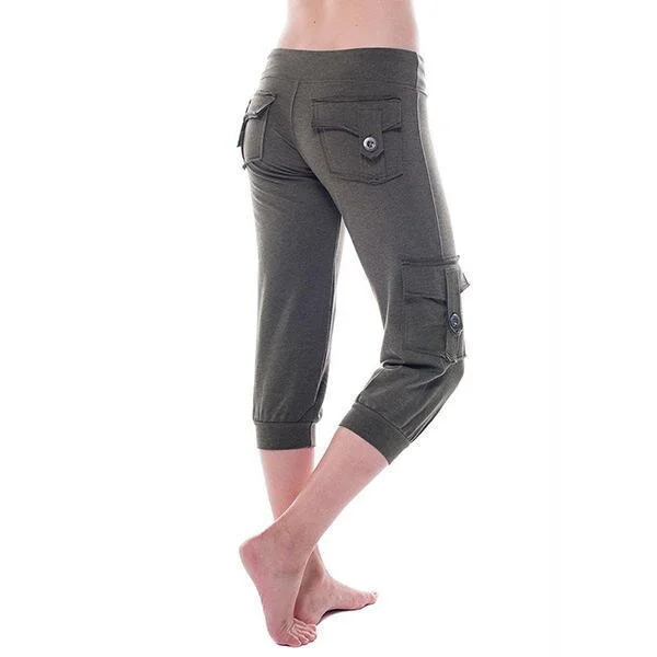 Women Pants 3/4 Joggers  Soft Sweatshirt Fabric, Elasticated Waist, Side pockets, Legs with Ribbed Hems, Sports Trousers