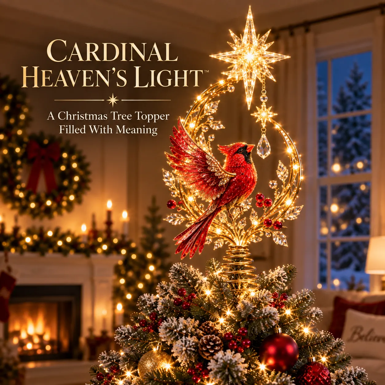 Cardinal Heaven's Light Christmas Tree Topper