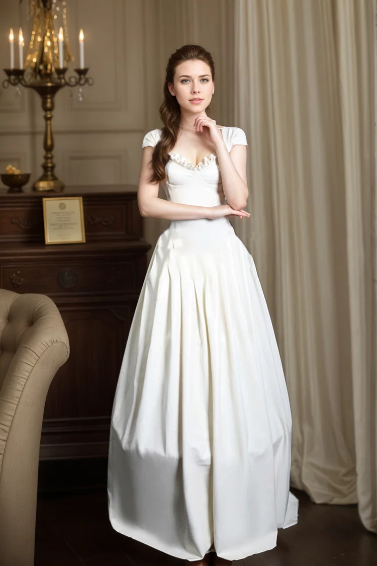 Women Latex Dress Angel Pure White Gown 