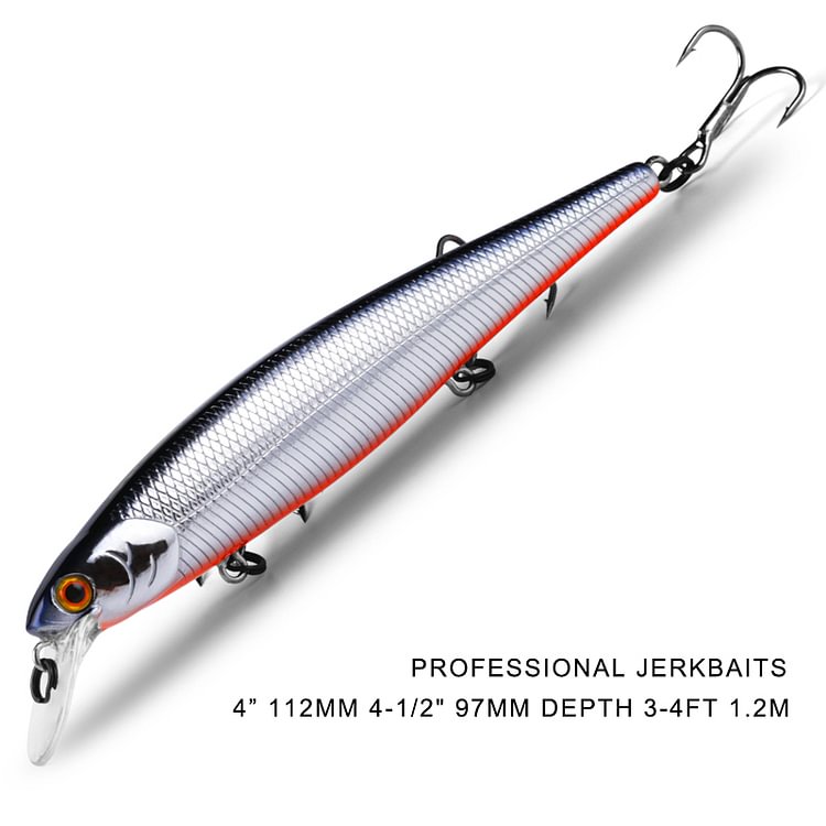 Bearking Minnow Hard Bait Fishing Lures 4" 112mm 4-1/2" 97mm Depth 3-4ft 1-1.2m