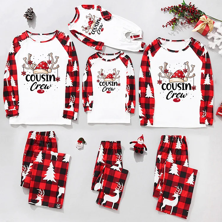 Cousin Crew Christmas Reindeer Print Family Matching Pajamas Sets