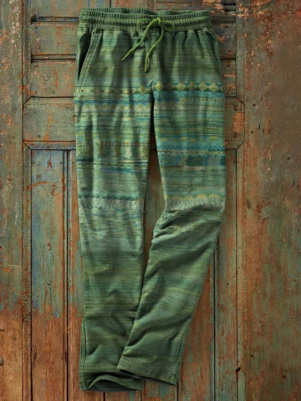 vintage printed cotton linen pants casual pants