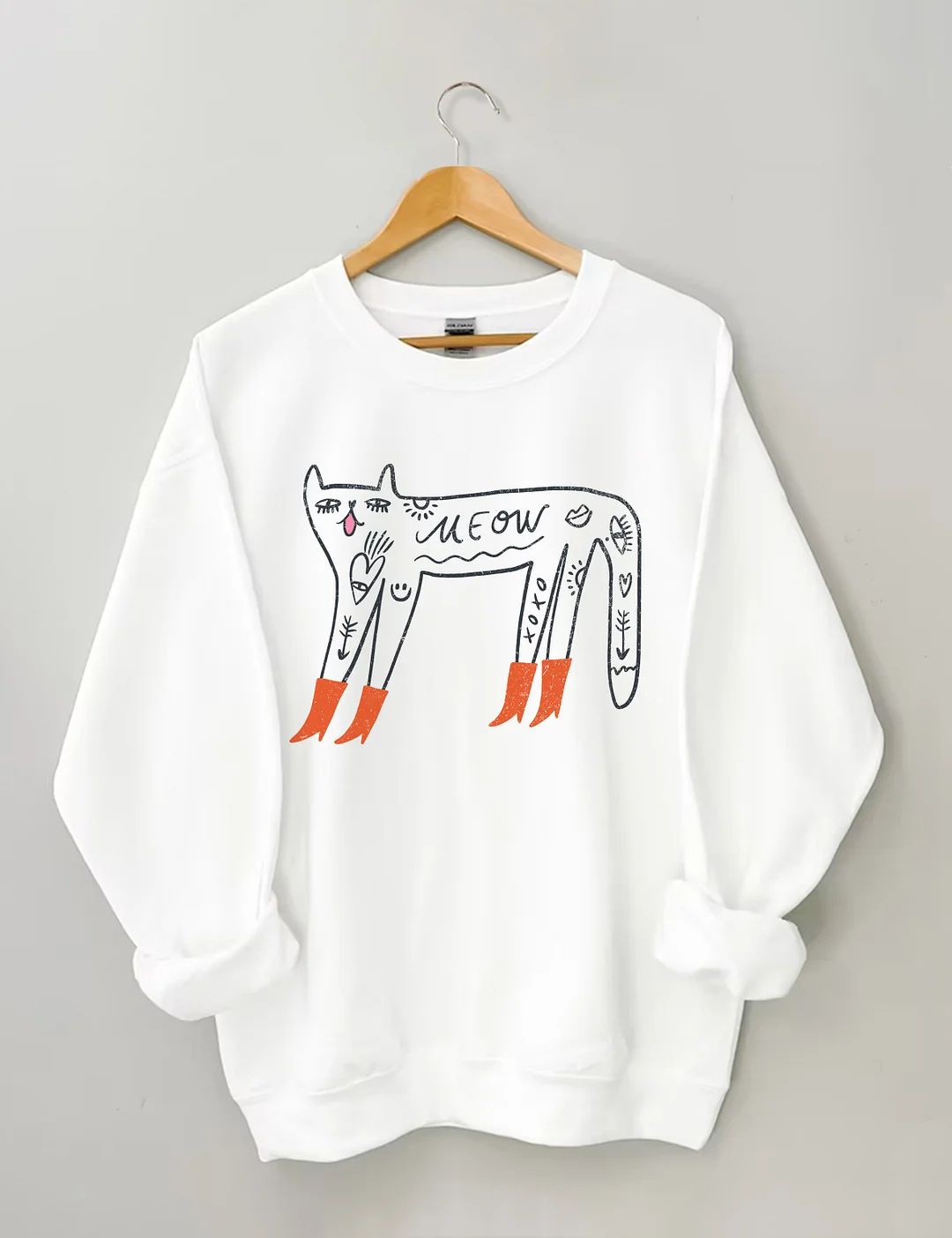 Cute Cat With Red Boots Sweatshirt