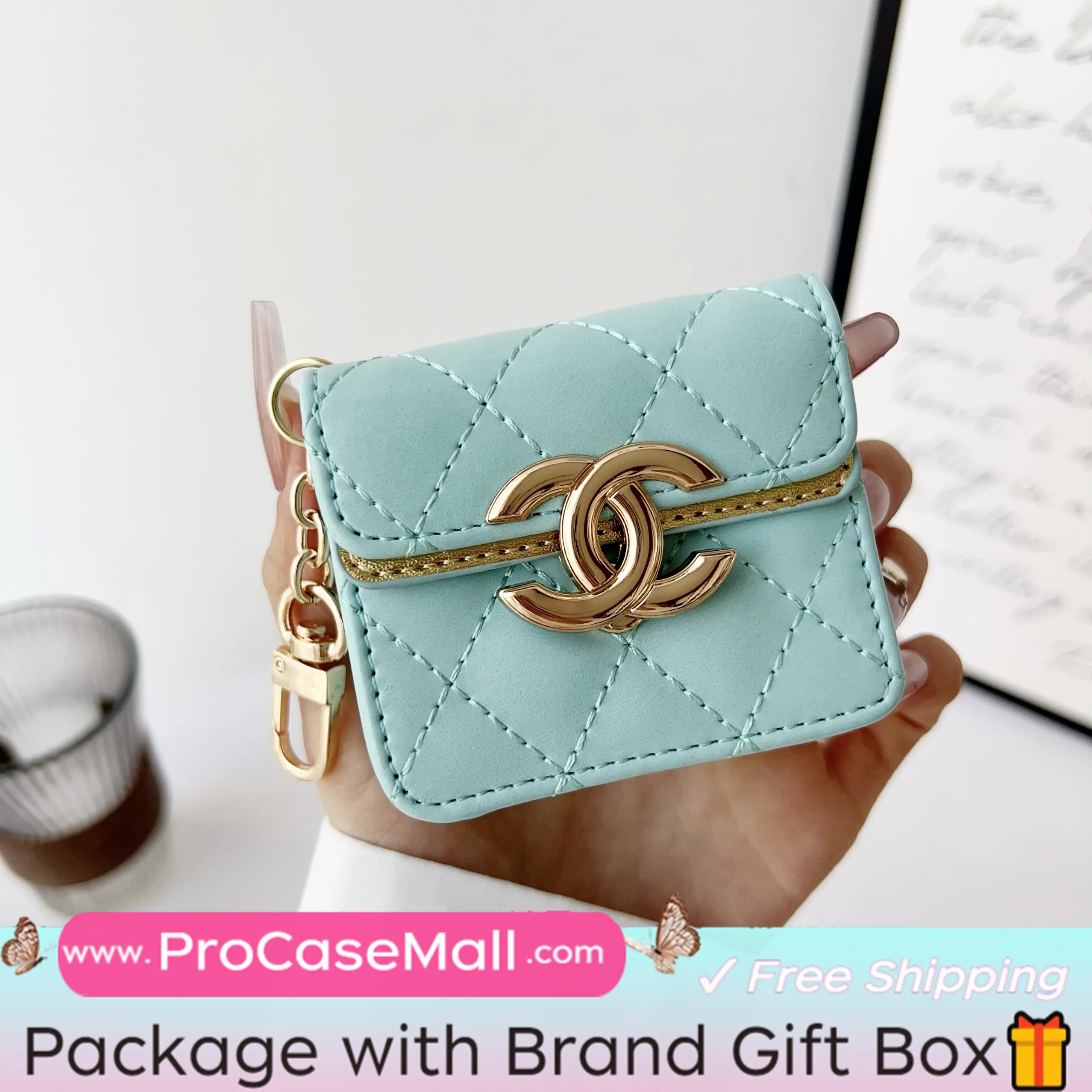 CHANEL MINI CROSSBODY BAG UNIVERSAL STYLE WIRELESS HEADPHONE LEATHER CASE