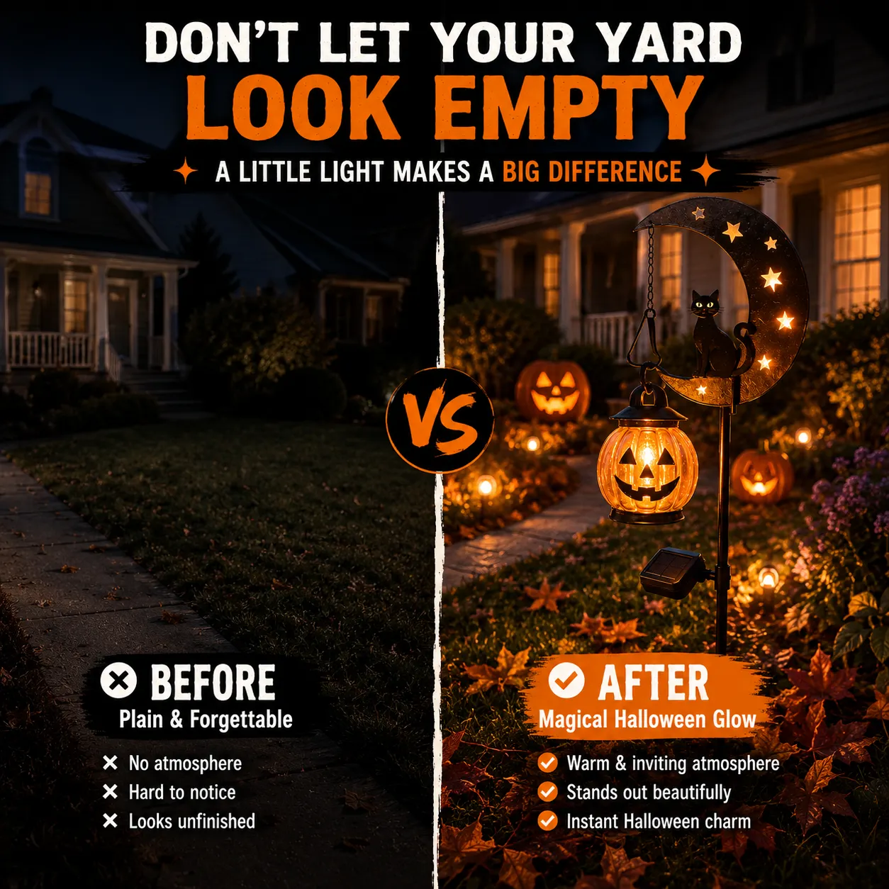 Before and After Halloween Yard Glow