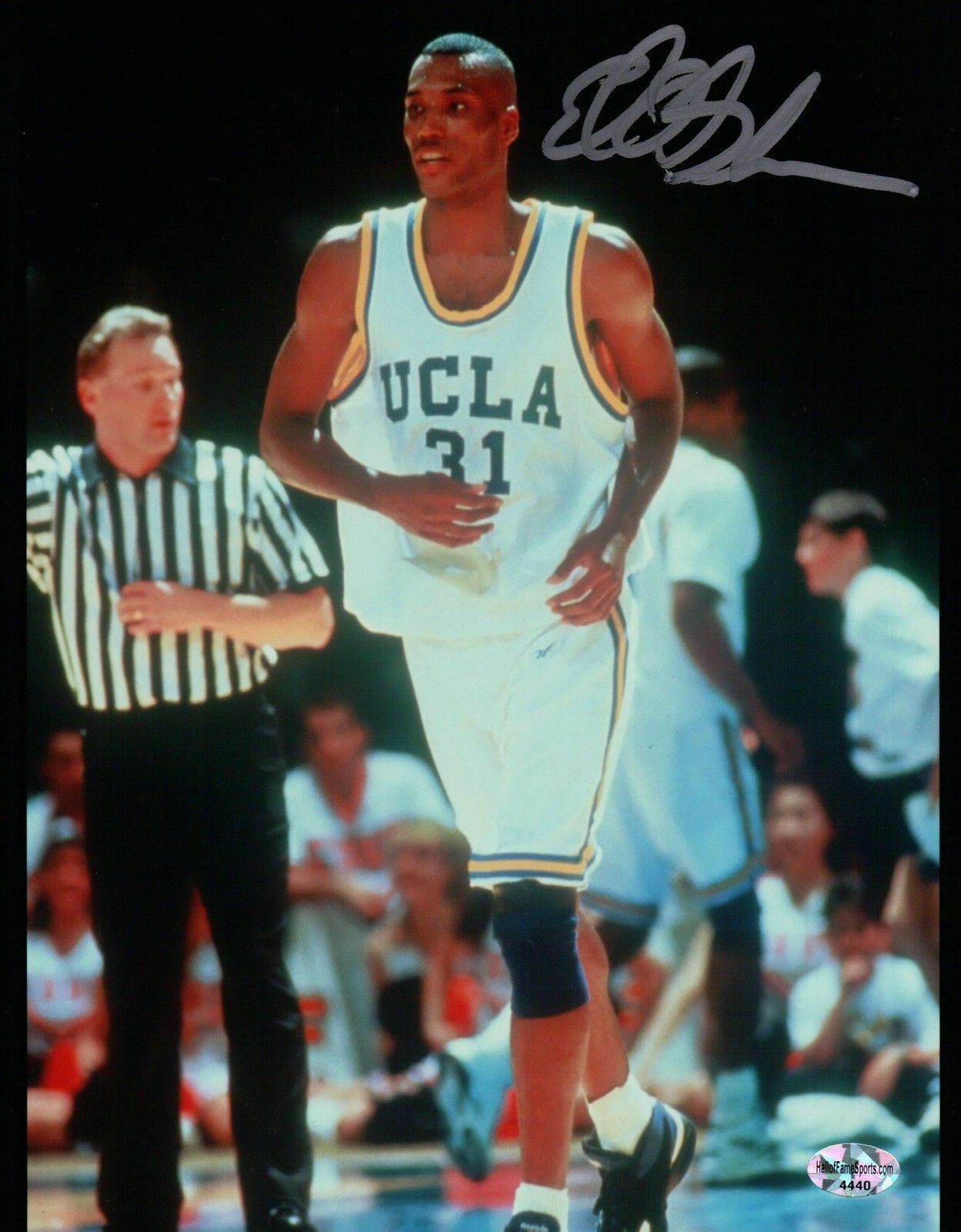 Ed O'Bannon Signed 8X10 Autograph Photo Poster painting UCLA with Referee Silver Ink Right COA