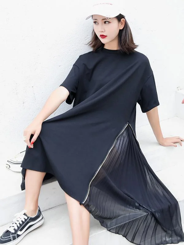 Split-joint Zipper Long Dress