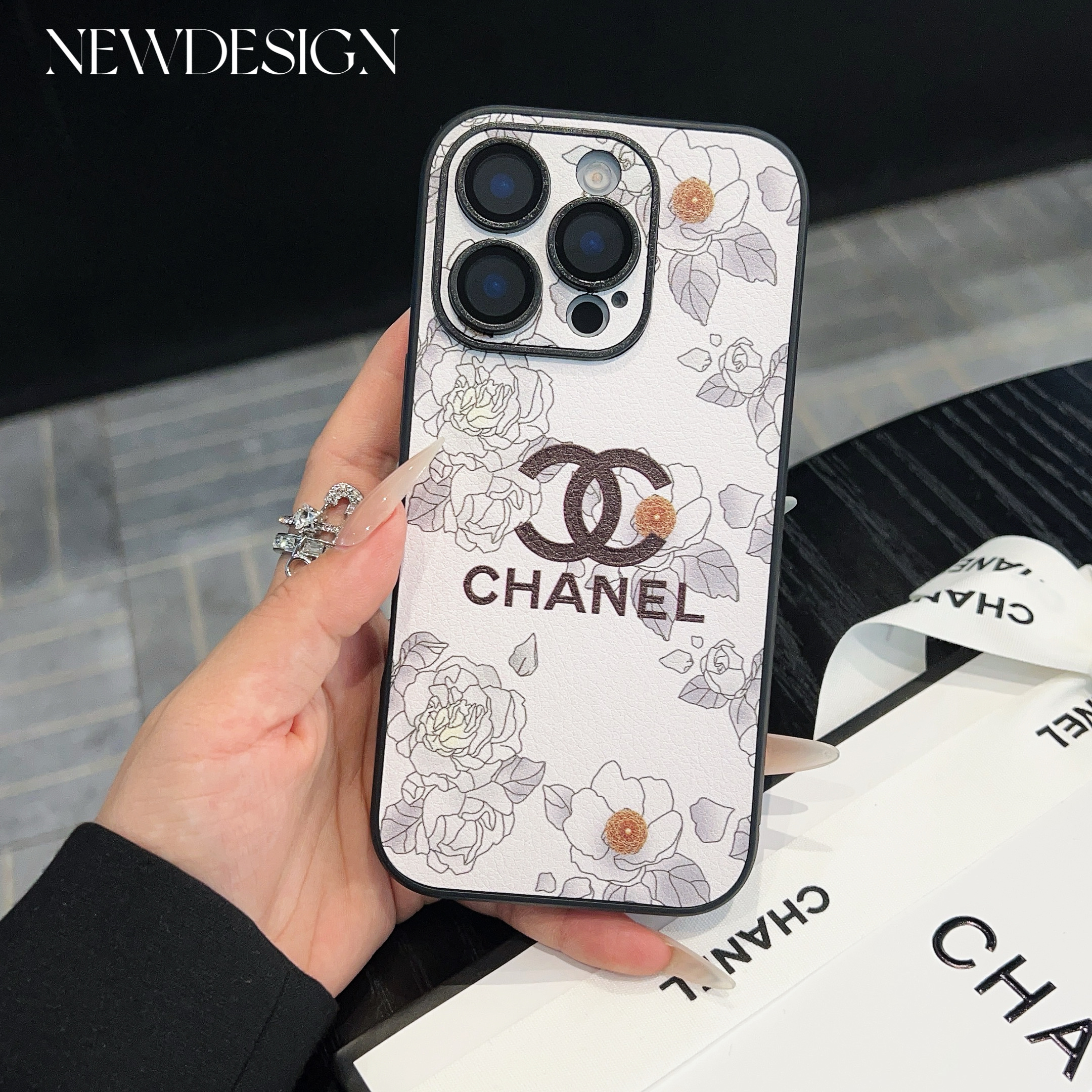 Exclusive Design Chanel Camellia Leather Apple iPhone Case