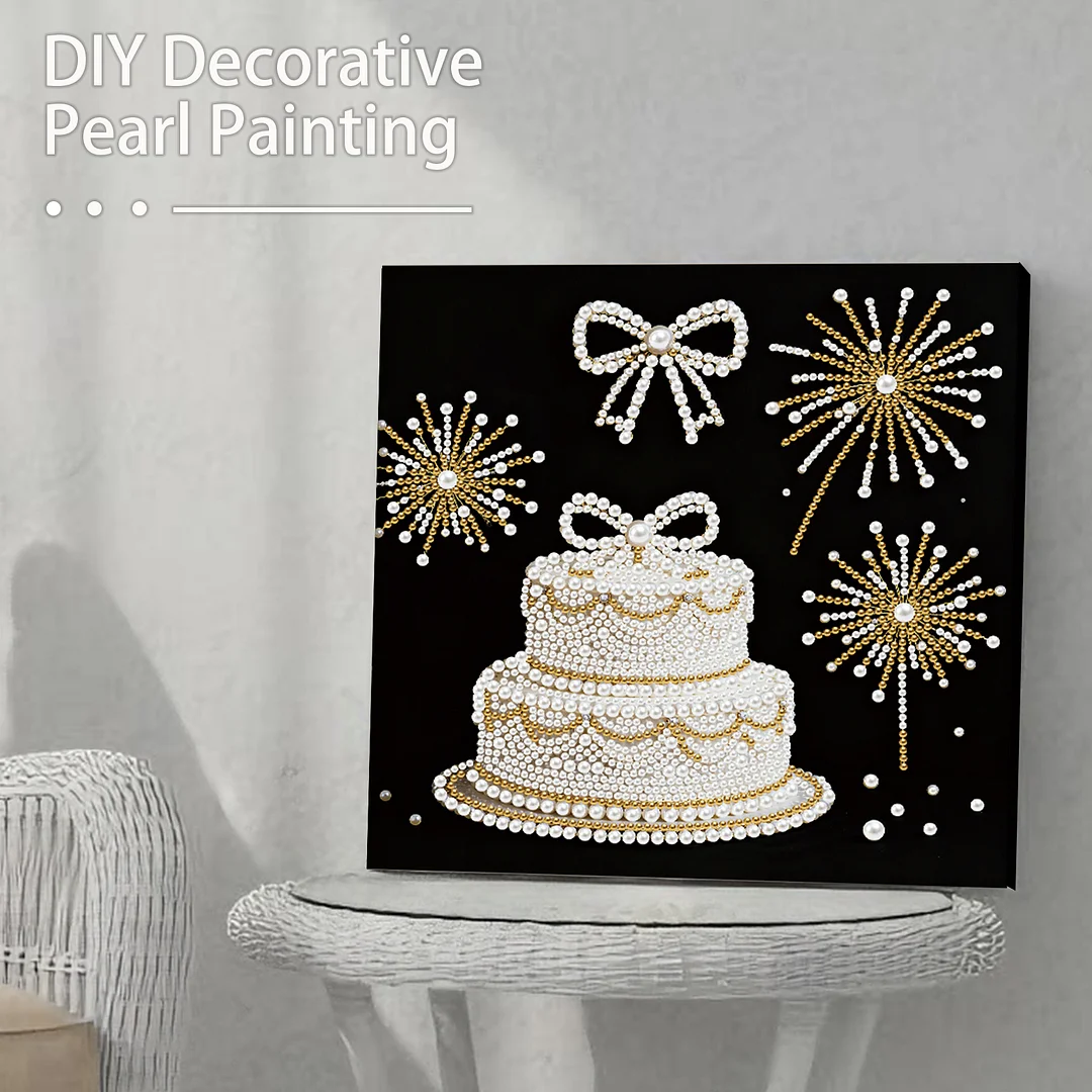 Cake DIY Pearl Art Diamond Painting Kit for Adults Home Decor 25x25cm With Frame