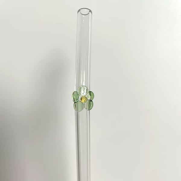Maneifurui™ Green Flower Reusable Glass Drinking Straw